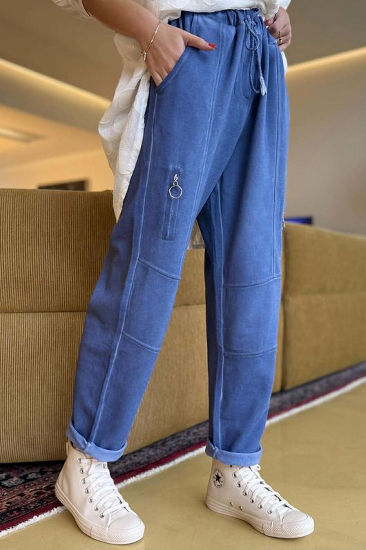 Anine Soft Touch Zip Jogger Washed Denim